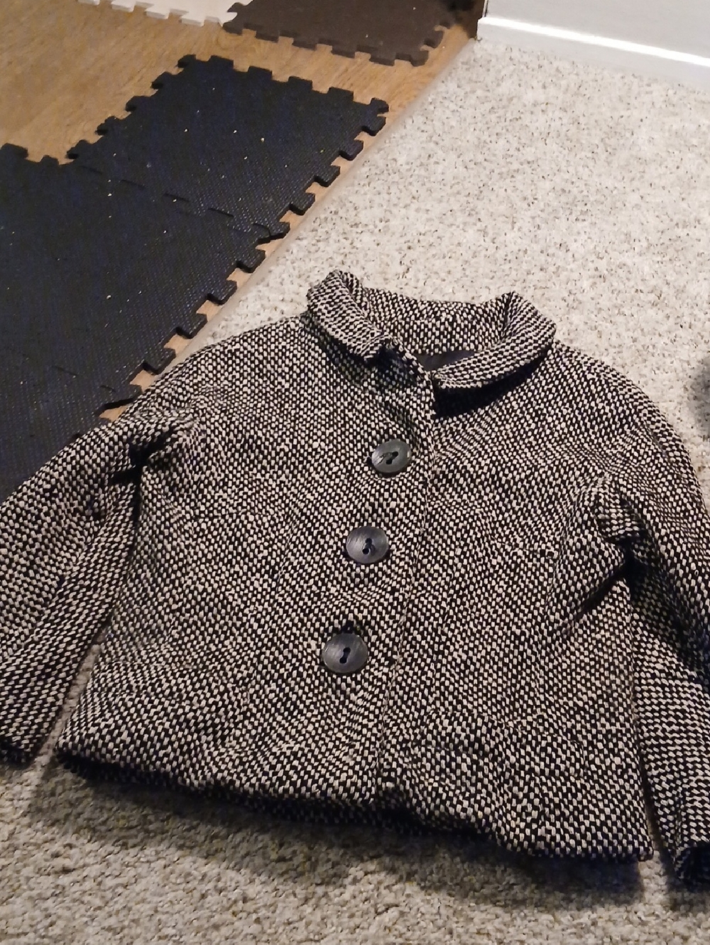 Towncliffe Hand Tailored Wool Black & White Tweed Jacket Womens Medium